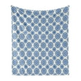 thumbnail image 1 of Abstract Soft Flannel Fleece Throw Blanket, Scandinavian Style Floral Circular Illustration Nordic, Cozy Plush for Indoor and Outdoor Use, 50" x 60", Ivory Cobalt Blue, by Ambesonne, 1 of 6