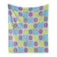 thumbnail image 1 of Abstract Soft Flannel Fleece Throw Blanket, Seamless Pattern with Citrus Like Lemon Lime Tangerine Orange Print, Cozy Plush for Indoor and Outdoor Use, 70" x 90", Pale Green and Violet, by Ambesonne, 1 of 5