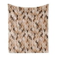 thumbnail image 1 of Abstract Soft Flannel Fleece Throw Blanket, Semicircles or Half Round in Brown Tones, Cozy Plush for Indoor and Outdoor Use, 60" x 80", Taupe Caramel, by Ambesonne, 1 of 5