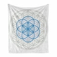 thumbnail image 1 of Abstract Soft Flannel Fleece Throw Blanket, Several Interlace Round Shaped Ovals Knot of Life Artwork, Cozy Plush for Indoor and Outdoor Use, 50" x 60", Warm Taupe Blue, by Ambesonne, 1 of 6