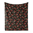 thumbnail image 1 of Abstract Soft Flannel Fleece Throw Blanket, Shabby Form Garden Farm Flowers Leaves Roses and Violets Design, Cozy Plush for Indoor and Outdoor Use, 70" x 90", Olive Green Black Red, by Ambesonne, 1 of 5