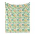 thumbnail image 1 of Abstract Soft Flannel Fleece Throw Blanket, Silhouette Petals Nature Abstraction with Geometric Influences, Cozy Plush for Indoor and Outdoor Use, 50" x 70", Teal Earth Yellow, by Ambesonne, 1 of 6