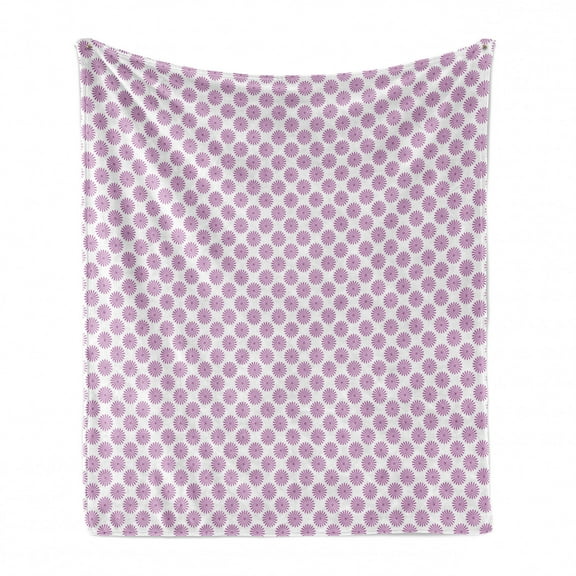 Abstract Soft Flannel Fleece Throw Blanket, Simple Print of Violet Tone Motifs in Monochrome on a Plain Background, Cozy Plush for Indoor and Outdoor Use, 50" x 60", Fuchsia and White, by Ambesonne