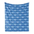 thumbnail image 1 of Abstract Soft Flannel Fleece Throw Blanket, Sky with Clouds Doodle Cloudy Cartoon Cumulus Image, Cozy Plush for Indoor and Outdoor Use, 50" x 60", Azure Blue Cobalt Blue, by Ambesonne, 1 of 5