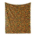 thumbnail image 1 of Abstract Soft Flannel Fleece Throw Blanket, Spiral Round Colorful Disc Shaped Geometric Forms Childish Hippie Style Bubbles, Cozy Plush for Indoor and Outdoor Use, 50" x 70", Multicolor, by Ambesonne, 1 of 5