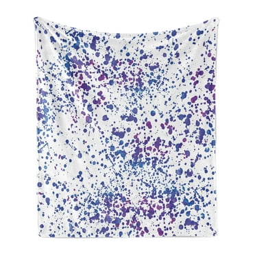 Abstract Soft Flannel Fleece Throw Blanket, Splattered Paint Drops on Plain Background Watercolor Pattern Grunge Effect, Cozy Plush for Indoor and Outdoor Use, 50" x 70", Multicolor, by Ambesonne