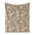 thumbnail image 1 of Abstract Soft Flannel Fleece Throw Blanket, Square Shaped Spiral with Inner Modern Geometric Illustration, Cozy Plush for Indoor and Outdoor Use, 70" x 90", Redwood Tan Red, by Ambesonne, 1 of 5