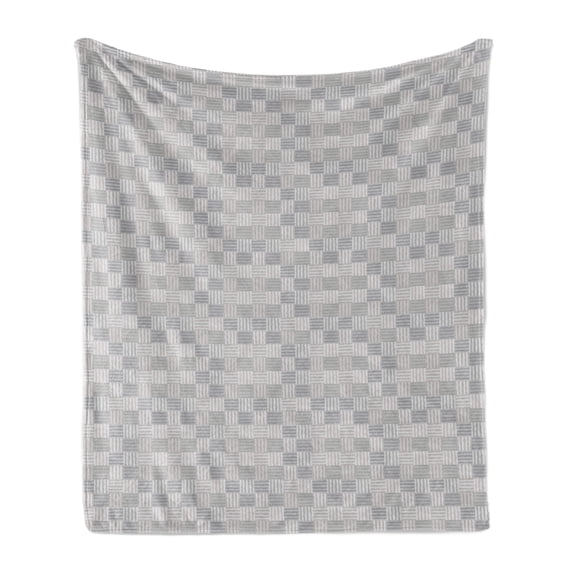Abstract Soft Flannel Fleece Throw Blanket, Squares with Wavy Lines in Pastel Tones Geometric Theme Patchwork Like Mosaic, Cozy Plush for Indoor and Outdoor Use, 50" x 60", Multicolor, by Ambesonne