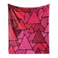 thumbnail image 1 of Abstract Soft Flannel Fleece Throw Blanket, Stained Glass Style Geometric Tile Composition with Vibrant Red and Pink Shades, Cozy Plush for Indoor and Outdoor Use, 60" x 80", Multicolor, by Ambesonne, 1 of 6