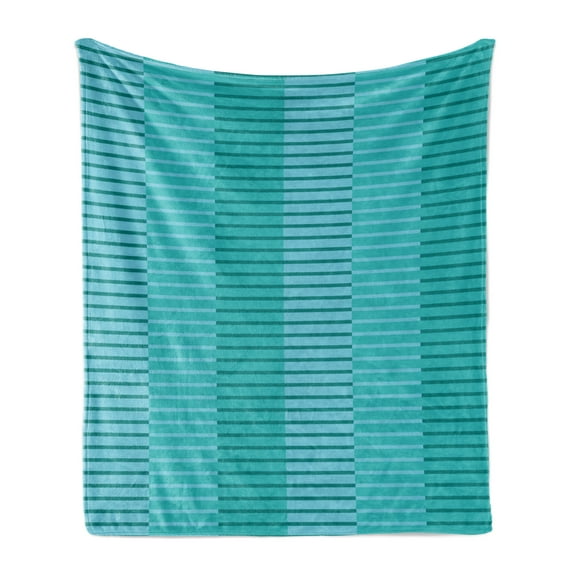 Abstract Soft Flannel Fleece Throw Blanket, Abstract Stripes Pattern Digital Image in Different Modern Style Print, Cozy Plush for Indoor and Outdoor Use, 50" x 70", Turquoise Pale Blue, by Ambesonne