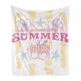 thumbnail image 1 of Abstract Soft Flannel Fleece Throw Blanket, Summer Theme Flowers and Surf Image in Vintage Designed Print, Cozy Plush for Indoor and Outdoor Use, 50" x 60", Pale Yellow White, by Ambesonne, 1 of 6
