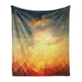 thumbnail image 1 of Abstract Soft Flannel Fleece Throw Blanket, Sunrise Sunbeams with Clear Sky Horizon Vector Image in Pixels Mosaic Artwork, Cozy Plush for Indoor and Outdoor Use, 50" x 60", Multicolor, by Ambesonne, 1 of 5