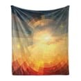 thumbnail image 1 of Abstract Soft Flannel Fleece Throw Blanket, Sunrise Sunbeams with Clear Sky Horizon Vector Image in Pixels Mosaic Artwork, Cozy Plush for Indoor and Outdoor Use, 60" x 80", Multicolor, by Ambesonne, 1 of 5