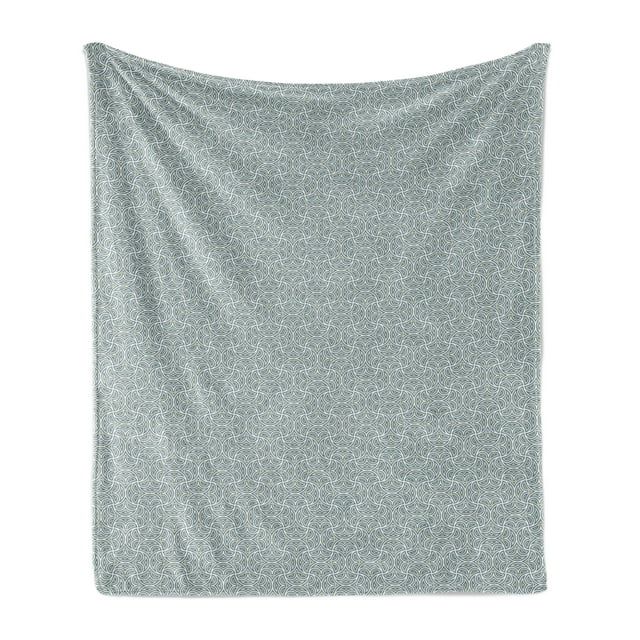 Abstract Soft Flannel Fleece Throw Blanket, Surreal Celtic Geometric Pattern Traditional European Monochrome, Cozy Plush for Indoor and Outdoor Use, 60" x 80", Pale Yellow Slate Blue, by Ambesonne