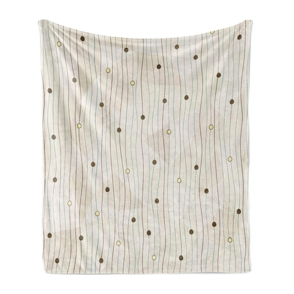 Abstract Soft Flannel Fleece Throw Blanket, Swirls Pattern with Circles Rounds Lines with Border Like Image, Cozy Plush for Indoor and Outdoor Use, 50" x 70", Pale Grey Eggshell, by Ambesonne