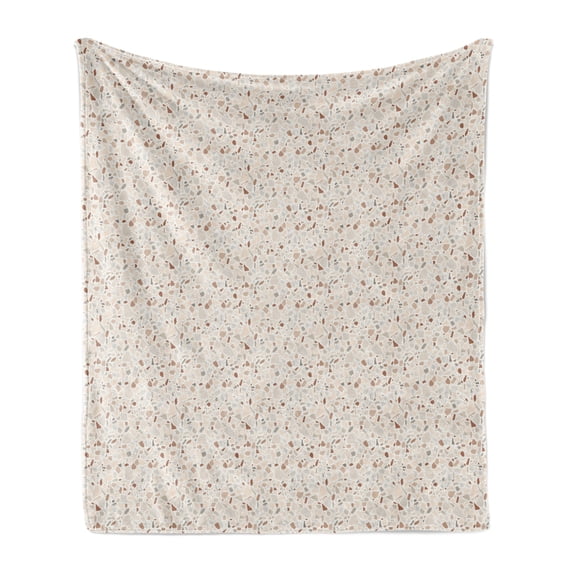 Abstract Soft Flannel Fleece Throw Blanket, Terrazzo Style Modern Architectural Motifs Classic Stone Like Designs Pattern, Cozy Plush for Indoor and Outdoor Use, 50" x 70", Multicolor, by Ambesonne