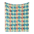 thumbnail image 1 of Abstract Soft Flannel Fleece Throw Blanket, Vertical Arrangement with Vintage Colors Retro Fifties Curved Stripes Pattern, Cozy Plush for Indoor and Outdoor Use, 50" x 70", Multicolor, by Ambesonne, 1 of 6