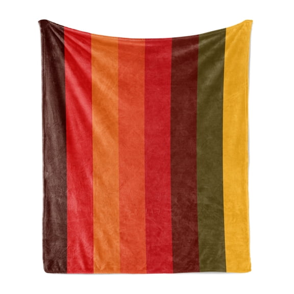 Abstract Soft Flannel Fleece Throw Blanket, Vertical Striped Color Bands Vibrant Tones Geometric Straight Lines Design, Cozy Plush for Indoor and Outdoor Use, 50" x 60", Multicolor, by Ambesonne