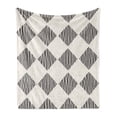 thumbnail image 1 of Abstract Soft Flannel Fleece Throw Blanket, Vertical Stripes Layout in Squares Freehand Contemporary Streaks, Cozy Plush for Indoor and Outdoor Use, 60" x 80", Dark Brown Eggshell, by Ambesonne, 1 of 5