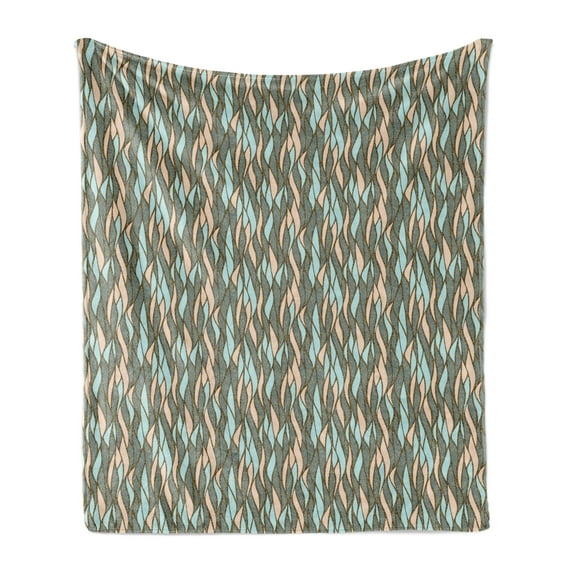 Abstract Soft Flannel Fleece Throw Blanket, Vertical Waves with Stripes and Ornamental Dotted Effect Pastel Colored Simple, Cozy Plush for Indoor and Outdoor Use, 50" x 70", Multicolor, by Ambesonne