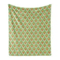 thumbnail image 1 of Abstract Soft Flannel Fleece Throw Blanket, Vintage Geometric Diamond Shaped Lines Stripes Symmetrical, Cozy Plush for Indoor and Outdoor Use, 50" x 60", Pale Green Orange, by Ambesonne, 1 of 6