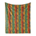 thumbnail image 1 of Abstract Soft Flannel Fleece Throw Blanket, Wavy Vertical Stripes Pattern Repeating Waves and Circles Funky Retro Artwork, Cozy Plush for Indoor and Outdoor Use, 70" x 90", Multicolor, by Ambesonne, 1 of 5