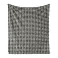 thumbnail image 1 of Abstract Soft Flannel Fleece Throw Blanket, Weathered Look Geometric Design with Perpendicular Skew Lines Modern Art, Cozy Plush for Indoor and Outdoor Use, 50" x 70", Black and White, by Ambesonne, 1 of 5