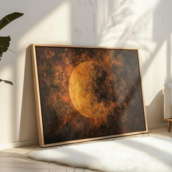 Abstract Solar Eclipse Art – Fiery Cosmic Wall Print – Celestial Space Decor – Modern Astronomy Artwork – Bold Planetary Accent Wall Art, Modern Wall Decor, 24x36 UNFRAMED