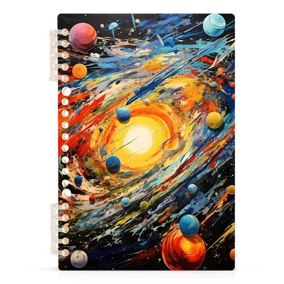 Abstract Solar System Spiral Notebooks 60 Sheets 120 Pages A5 Journal Notepad 8.3x5.7 Inch Thick Adjustable College Ruled Paper