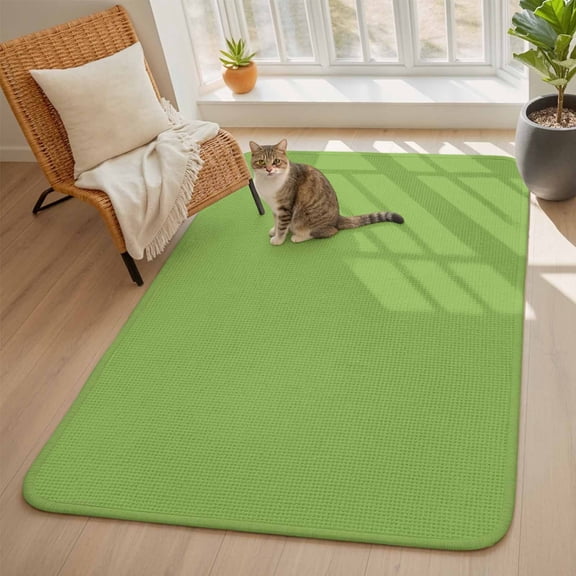Abstract Solid Color Area Rugs for Living Room 5x6, Simple Avocado Green Low Saturation Washable Area Rug with Non Slip Backing, Stain Resist Linen Carpet for Bedroom, Dining Room, Entryway, Entrance