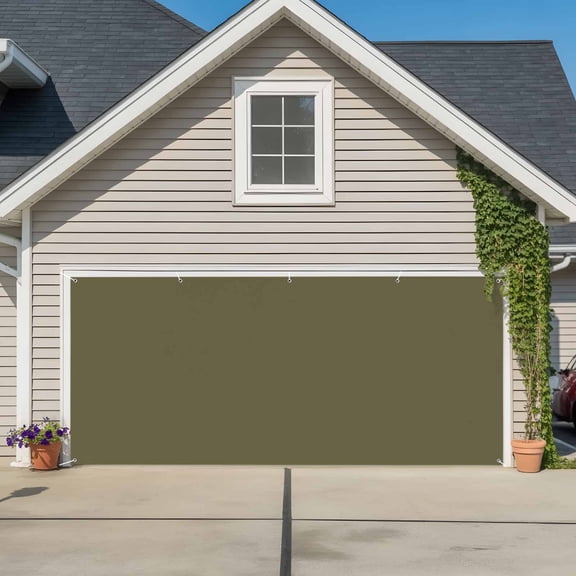 Abstract Solid Color Garage Door Banner Covers, Simple Avocado Dark Low Saturation Large Hanging Indoor/Outdoor Backdrop Background for Christmas Winter Party Decor, 6.9x8ft
