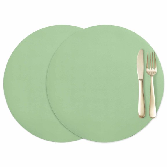 Abstract Solid Color Leather Placemats Set of 2, 12 Inch, Simple Avocado Low Saturation Waterproof Oil-Proof Place Mats, Non-Slip Table Mats for Kitchen, Dining Room, Indoor Outdoor