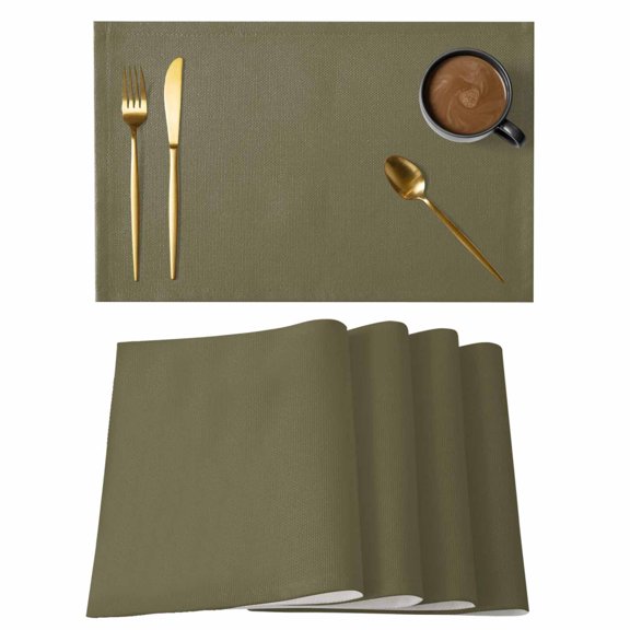 Abstract Solid Color Placemats Set of 12, Simple Avocado Dark Low Saturation Non-Slip Place Mats Washable Table Mats for Kitchen Dining Table Decorations Indoor/Outdoor