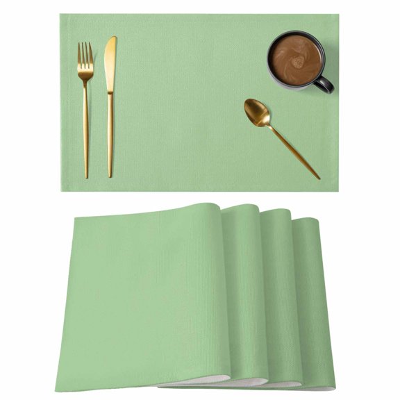 Abstract Solid Color Placemats Set of 12, Simple Avocado Low Saturation Non-Slip Place Mats Washable Table Mats for Kitchen Dining Table Decorations Indoor/Outdoor
