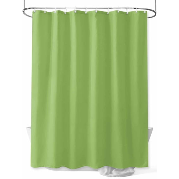 Abstract Solid Color Shower Curtain, Simple Avocado Green Low Saturation Waterproof Shower Curtain Set with 12 Hooks Lightweight Washable Fabric Shower Curtains for Bathroom 36x72 Inches