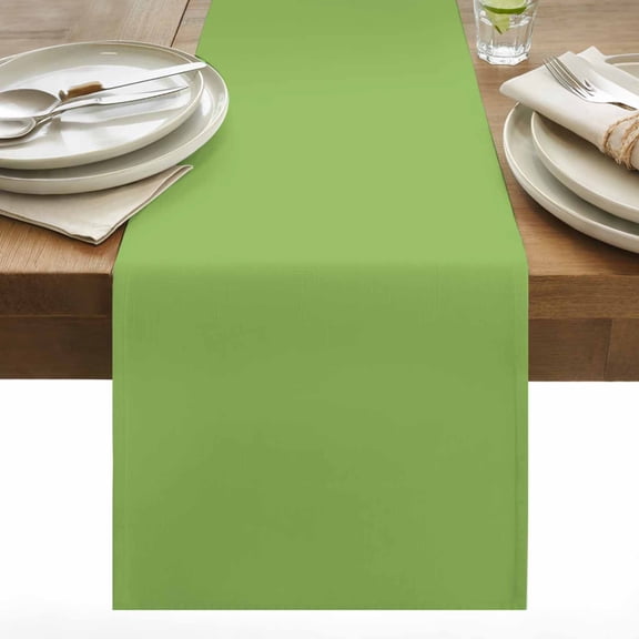 Abstract Solid Color Table Runner 13x36 inch Simple Avocado Green Low Saturation Cotton Linen Dining Table Runner Ideal for Dresser Kitchen Coffee Tables - Machine Washable
