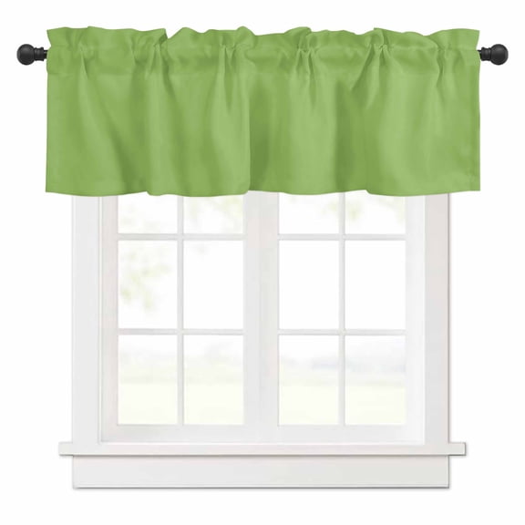 Abstract Solid Color Valances for Windows Simple Avocado Green Low Saturation Rod Pocket Curtain Valance Window Treatment Short Curtains for Kitchen Living Room, 60"x14"