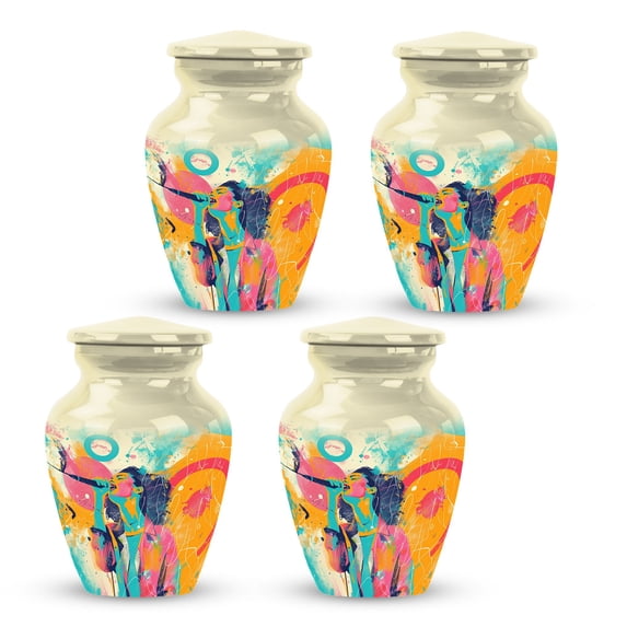 Abstract Sonic Colors Small Keepsake Urns For Ashes - Cremation Urns For Ashes For Women - Mini Urns For Human Ashes Adult Male Dad - Urns For Human Ashes Set Of 4 (Size -3inch, 4Pc)