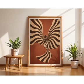 Abstract Spiral Poster, Abstract Line Pattern, Terracotta and Cream, Poster Only