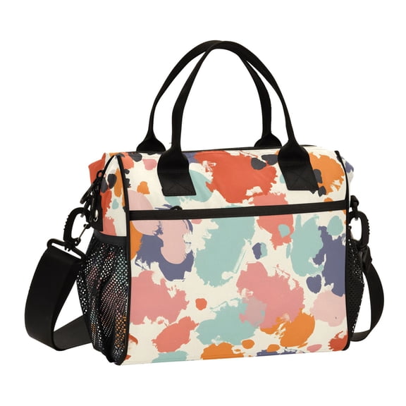 Abstract Splashes Paint Lunch Bag Insulated Lunch Box Leakproof Reusable Cooler Tote Adjustable Shoulder Strap for Men Women 12L