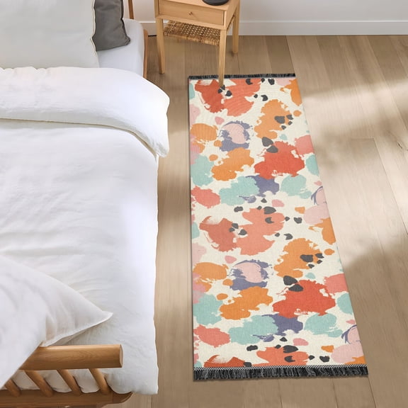 Abstract Splashes Paint Runner Area Rug 2x6 Soft Non-Slip Washable Bedside Carpet for Hallway Bedroom Living Room Home Decor