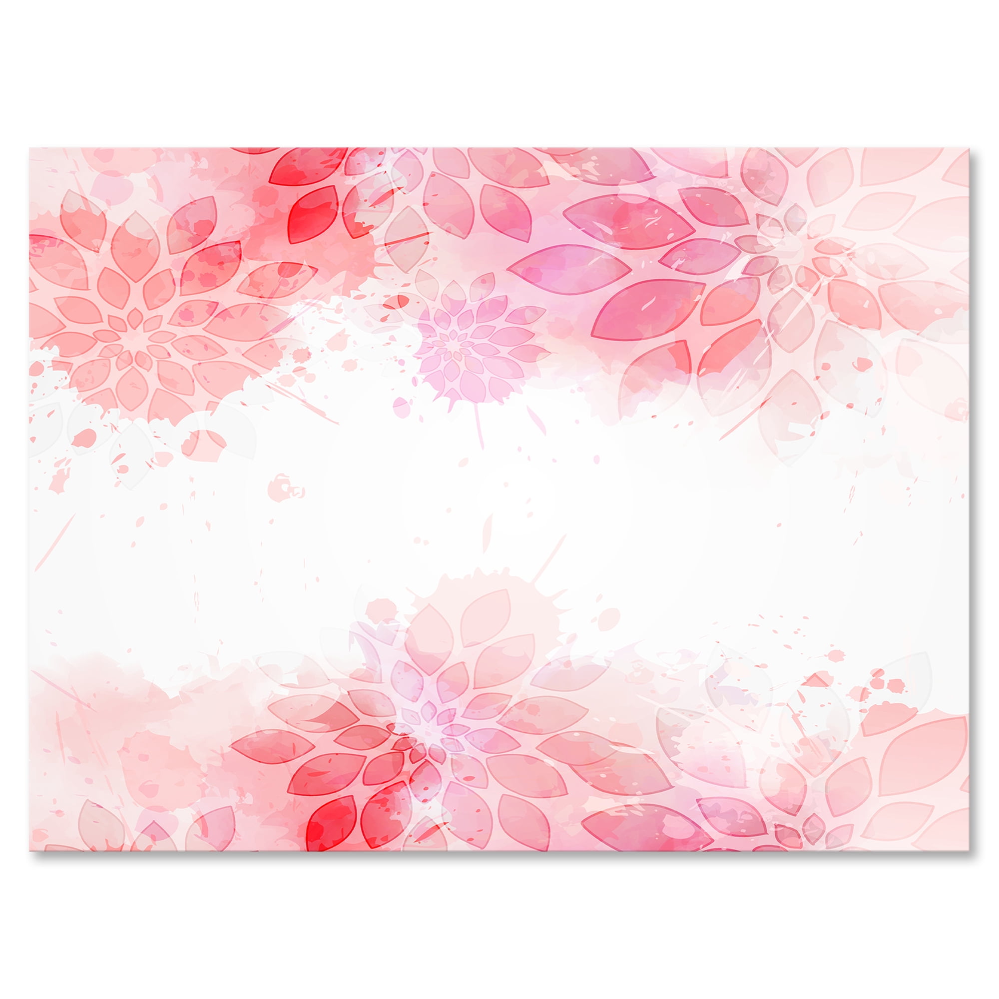 Abstract Splashes of Pink Flowers II 12 in x 8 in Painting Canvas Art Print, by Designart
