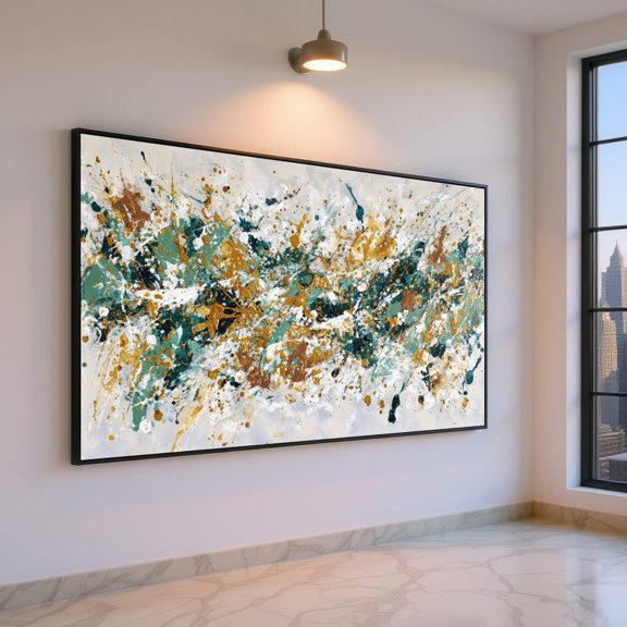 Abstract Splatter Paint Modern Wall Decor Contemporary Expressionism Living Room