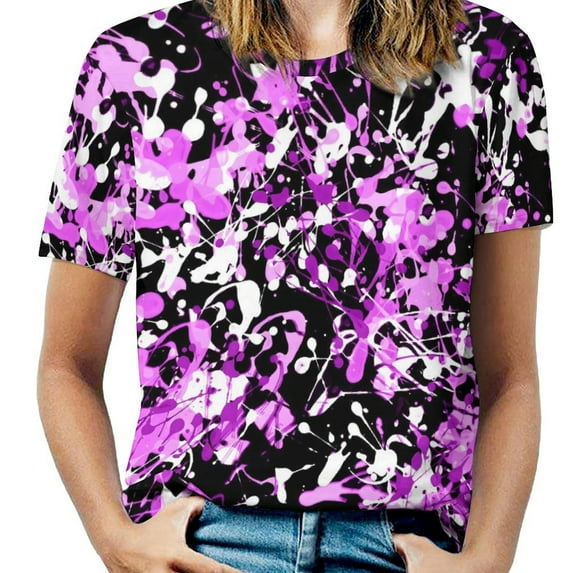 Abstract Splatter Paint T-Shirt Black and Green Harajuku T Shirts Short Sleeve Street Fashion Tshirt Summer Design Tees