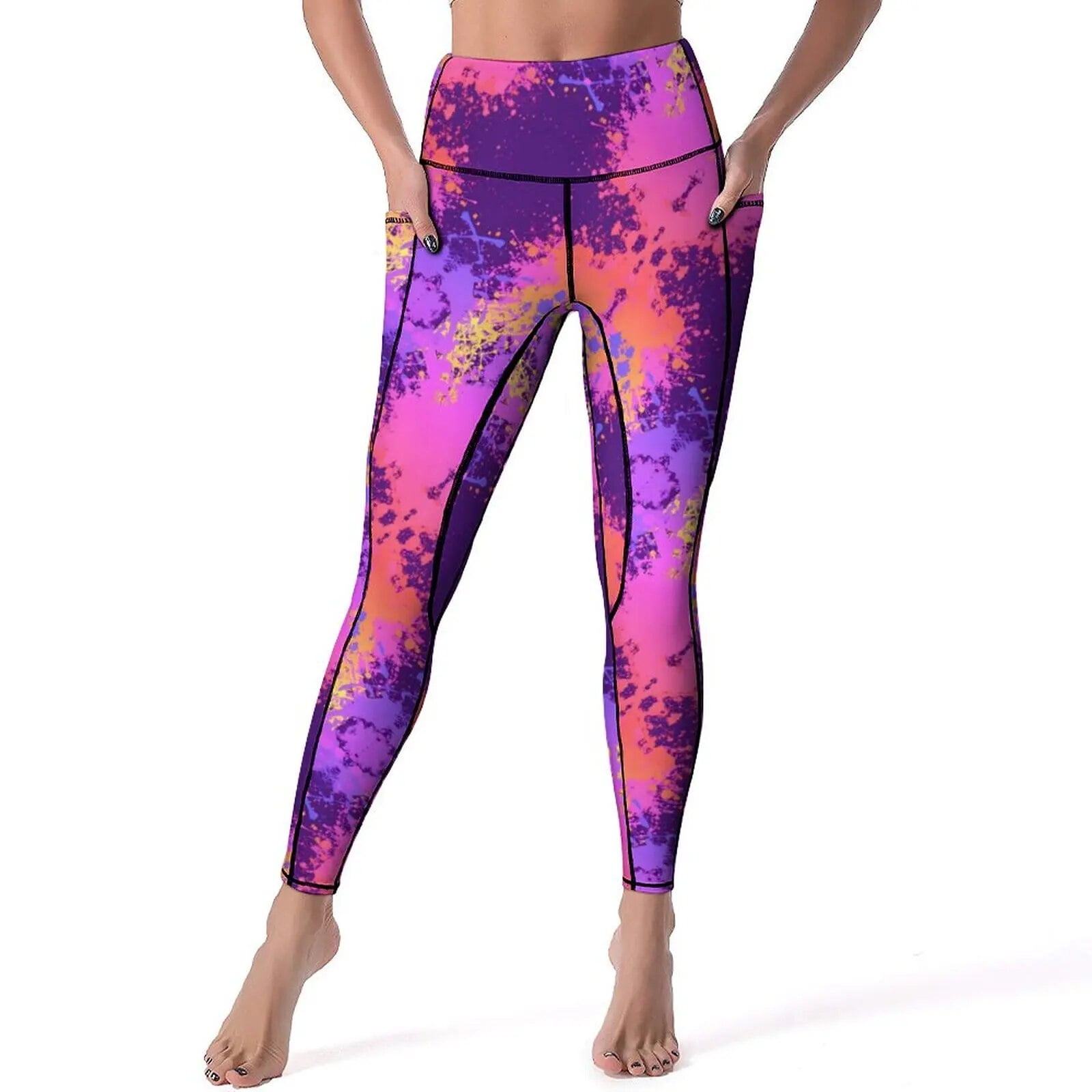 Abstract Splatter Yoga Pants Sexy Galaxy Art Print Design Leggings High 