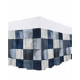 thumbnail image 1 of Abstract Splicing Bed Skirt California King Size 18" Drop Retro Blue White Watercolor Ruffled Wrap Around Bed Skirts Adjustable Elastic Bedskirt Dust Ruffle for California King Size Bed, 1 of 7