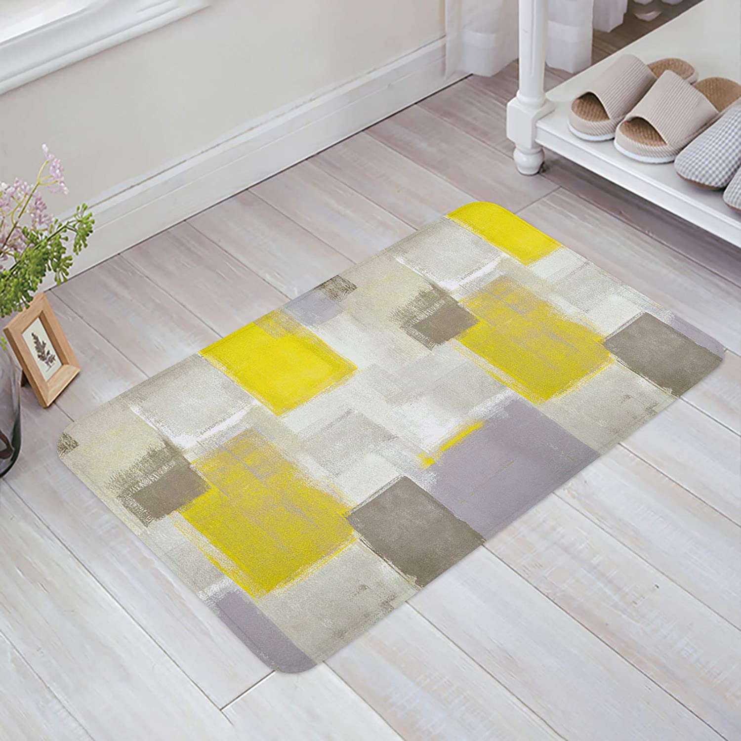 Abstract Sponge Doormat, Indoor Bathroom Mat Absorb Water, Non Slip