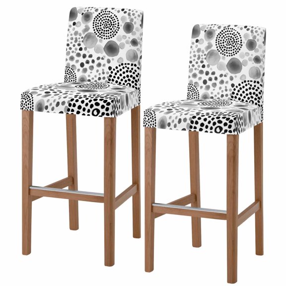 Abstract Spots Bar Stool Covers with Backs Modern Splatter Circles Grey Stretch Washable Bar Stool Chair Cover Slipcovers Removable Counter Stool High Chair Covers for Pub Dining Room Set of 2