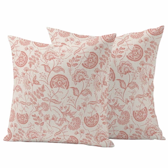 Abstract Spring Floral Outdoor Waterproof Pillow Covers, Farmhouse Summer Botanical Rustic Decorative Square Throw Pillowcase Sofa Cushion Sham for Patio/Couch/Chair, 20"x20" 2 Pack