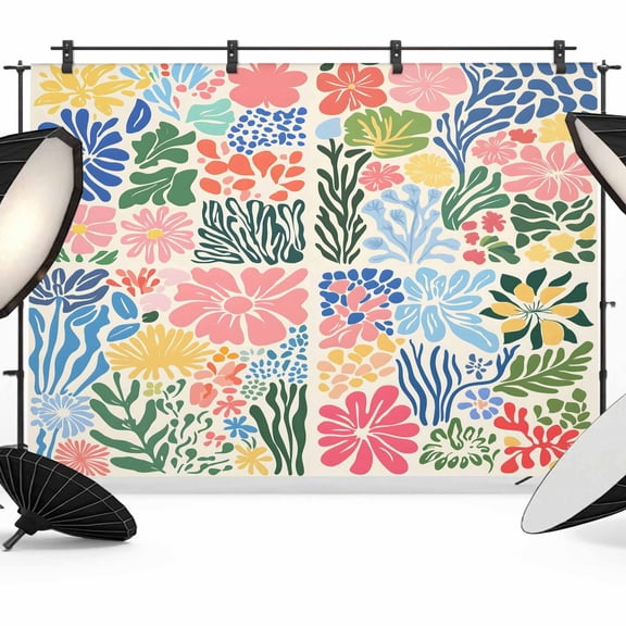 Abstract Spring Floral Photography Backdrop 7x5FT, Retro Colorful Simple Print Photo Backdrops, Background for Photography Studio Photo Studio Background, Back Drop for Photoshoot